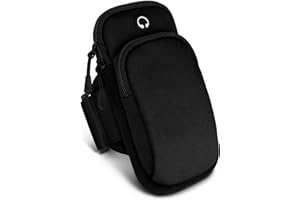 ONEFLOW Premium Sports Armband Mobile Phone Armband for Jogging Compatible with Samsung Galaxy A20e Running Bag Smartphone Arm Bag Soft 2 Compartments Sports Mobile Phone Holder Arm Black