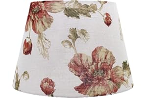 HORUS PARALUMI Paralume tronco cono Impero in tessuto fantasia floreale Country fiori rossi - per lampada da comodino, da tavolo, Abat Jour Shabby - Made in Italy (D.25 x D.Sup.17 H.17 cm (ATTACCO E27))