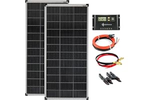 SOLARTRONICS Inselanlage Komplettset: 2x 100W monokristalline Solarmodul + 20A Laderegler + PV Kabel + Solar Y-Stecker