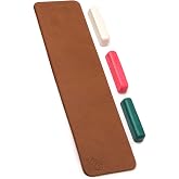 BeaverCraft LS7P03 Leather Knife Sharpening Kit with 3 Polishing Pastes &ndash; Leather Block 30 x 7 cm &ndash; Double Sided