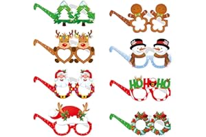 Jiamaohua 8PCS Christmas Party Glasses,Christmas Decorations Merry Christmas Novelty Gifts,Xmas Glasses Frames Novelty Eyeglasses,Fancy Dress Costume Decoration for Kids and Adults
