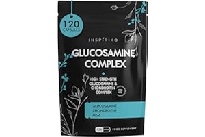 Inspiriko Glucosamine and Chondroitin High Strength Complex - 8-in-1 Joint Care Supplements with MSM, VIT C & More. 120 Capsules Glucosamine Complex for Joint, Muscle & Bone Support