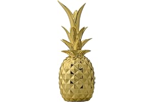 BLOOMINGVILLE Piña Decorativa Home Decor - Figura de Frutas Ø 9 x H 24 cm, Color Dorado, Cerámica
