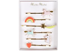 Meri Meri Unicorn Enamel Hairclips - Pack of 6 - Enamel on Gilt Brass with Neon Details