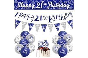Boys 21st Birthday Decorations Blue Silver 21st Birthday Party Decorations 16 Pack Navy Silver Boy Banner Bunting Kit by Sheinly