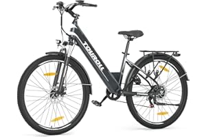 Touroll Bicicleta eléctrica, J1/J1 ST, Autonomía de 100 a 50 km, Motor 36V 45 NM, 15.6Ah Batería Desmontable, Bici electrica Equipada con un Amortiguador Delantero