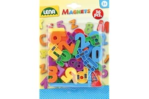 SIMM Spielwaren Lena 65747-36 Aimants Chiffres et Lettres, env. ø 3 cm, Zahlen