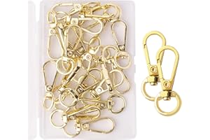 TAIYOU 20 piezas Cierres Ganchos para Llavero Oro Gancho Resorte Anillo Llavero Giratorios Ganchos Langosta para Llaves Bolsas Bricolaje Accesorios Joyería 40x15,5mm