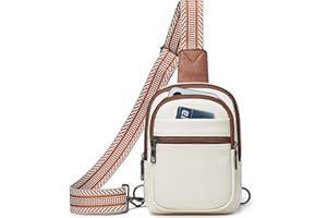 LATMAP 3L Sac Banane Femme,9 × 11× 20cm en Cuir Vegan Léger avec Bandoulière Réglable et Poches Multiples -Capacité Imperméable pour Voyage, Sport, Shopping - Beige