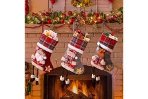 Mineup Weihnachtsstrumpf Set, 3 Stück Nikolausstiefel zum Befüllen, Nikolausstrumpf Kinder, Nikolaussocke, Personalisiert Weihnachtssocken für Weihnachtsbäume, Treppen, Nachttische, 34 cm