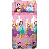 Princess, Single Bed Sheet Set, Disney Sheet Set, Flat Sheet, Fitted Sheet, Pillowcase, Pink, Disney, 100% Cotton, Official P