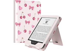 MoKo Case for 6" Kindle (11th Generation,2024/2022), Cherry Bow | Fits Kindle 10th/8th Generation (2019/2016), Ultra Lightweight PU Shell Cover, Auto Wake/Sleep
