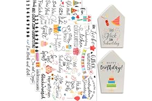 Hongma Rub On Sticker 14x19cm Geburtstag Transfers 4PCS Birthday Sprüche für Raysin Keraflott Möbel Glas Holz DIY Deko Rub On Folie Rubons Aufkleber