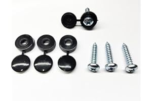 ARZER Quality Car Van Number Licence Plate Fitting Kit Screws & 4x Black Covers