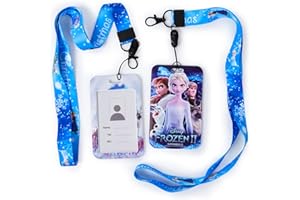 Gxhong Lot de 2 lanière porte-cartes de Frozen, Porte Badge Cordon Tour de Cou avec Porte-cartes, Frozen Vertical de cartes de supports, Pour École Carte d'Identité, Bureau, Carte de Bus