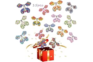 VEGCOO Magic Butterfly 15 Pcs Magic Flying Butterfly Card, Rubber Band Butterfly as Birthday Gifts, Performance Props, Children Surprise Gifts (C-15)