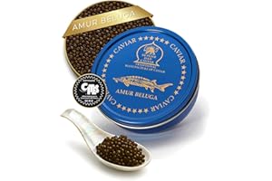 Sepehr Dad Caviar Caviale Beluga Amur 50g (caviale di storione ibrido) | Uova di pesce di classe A | allevamento Cn | 50 g