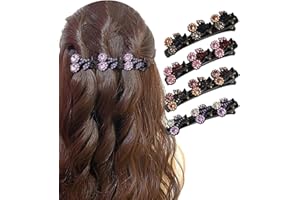 ‎UYRVAPE UYRVAPE 4 pcs Haarspangen mit funkelnden Kristallsteinen, Glitzernde Kristall-Stein Geflochtene Haarspangen, Kirschform Doppelschicht Haarspangen für Frauen Mädchen, Modische Entenschnabel Haarspange