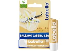 Labello Vanilla Buttercream 4.8 g, Burrocacao labbra con profumazione alla vaniglia, Balsamo labbra con oli naturali e senza oli minerali, Lip balm morbido e idratante per 24 ore