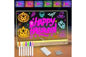 ‎AIRUEEK LED Notiztafel mit Farben, Leuchtendes LED Zeichenbrett für Kinder mit 7 Textmarker, 30x20 cm Acryl Maltafel, Kreatives Schreibtafel Set inkl. Ständer & Reinigungstuch, Magische Leuchttafel Geschenk