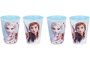 Theonoi Lot de 4 gobelets pour enfant - 260 ml - Au choix : Minnie Pony Princess Frozen PawPatrol - Verre plastique sans BPA - Cadeau fille (4 x La Reine des Neiges)