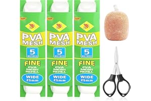 CHAOTEMAI 3 Stück 5m PVA Lösliche Karpfen Beutel mit Schere Netz Angeln Set Mesh Karpfen Zubehör Angelzubehör Schnelles Beutel Angeln Bags Filament für Feste Köder Futter Angelkescher Klappbar