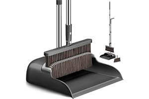 Broom and Dustpan Set for Home, Extra Brush Head & 51.6" Adjustable Long Handle, with Comb Teeth for Pet Hair, Lightweight Indoor Sweeping Kit for Hardwood Floor