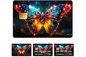 Peacoblue Colorful Butterfly Credit Debit Card Skin Sticker Cover, Waterproof Scratch-Resistant and Attractive Card Decal Custom 4 Styles for Credit, Debit, Transportation Card
