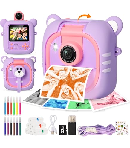 Fotocamera Istantanea Bambini CHAKEYAKE 20MP 1080P | Stampa A Colori Con Carta Termica RGB | Scheda 32GB E Pennarelli Inclusi