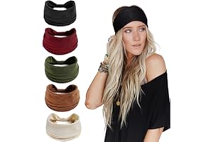 LIHELEI Fascia per Capelli Donna Boho,Elastica Turbante Fascia Capelli Cerchietti Annodato Fasce Accessori Capelli,Fasce Larghe per Donnae Ragazze Yoga Fasce per Capelli Sportive - 4 Pezzi