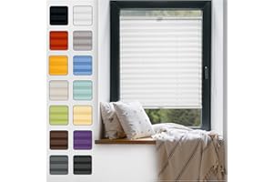 ‎PLISART Fenster Plissee ohne Bohren zum Kleben Innenrahmen - Thermo Plisseerollo Innen - Rollo Jalousie, Halterungen auf Rahmen, Faltrollo, Sichtschutz, Blickdicht, für Fenster & Tür - Weiß, 80 x 220 cm