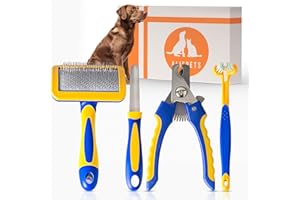 ALIFPETS - Set 4 en 1 Perros y Gatos - Kit - Cortauñas Perro Gato - Cepillo Dientes Perro Gato -Lima Uñas Perro Gato - Peine Cepillo Pelo Perro Gato - Higiene Cuidado Mascotas Cualquier Tamaño.