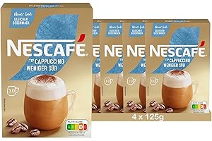 NESCAFÉ Złoty typ cappuccino mniej słodkiego, napój w proszku z kawy natychmiastowej i białej, rozpuszczalne pałeczki do kawy, opakowanie 4 szt. (po 10 x 12,5 g)