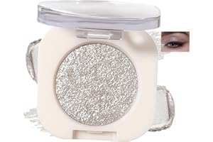 MIKLOVEN Silver Glitter Eyeshadow, Single Pressed Powder, Shiny Shimmer Finish, Highly Pigmented & Blendable, Waterproof & Long-Lasting, Travel-Friendly for Women