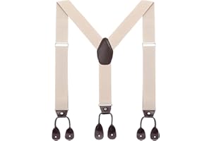 WELROG Uomo Elastica giarrettiere Regolabile Bretelle - Y indietro con bottoni in pelle e Strap by