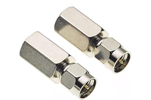 Keple Adaptateur FME mâle vers SMA mâle, Adaptateur SMA 50 ohms avec boîtier nickelé pour antennes et radios, Adaptateur Droit mâle vers mâle, Lot de 2