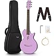 Enya Nova Go Carbon Fiber Acoustic Guitar 1/2 Size Beginner Adult Travel Acustica Guitarra w/Starter Bundle Kit of Colorful Packaging, Acoustic Guitar Strap, Gig Bag, Cleaning Cloth, String,Purple