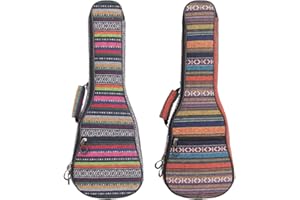 Longteam Custodia per ukulele con stampa in spugna, 10 mm, impermeabile, portatile, con tasca portaoggetti (26 in tenore, giallo bohemien)