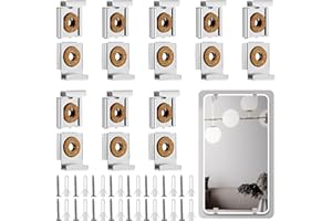 CTCEHL Fixation Miroir Mural,Ensemble de 4 (16 pièces) Miroir à Ressort Clips,Fixation Miroir Clips à ressort,Accroche Miroir avec broches et vis robustes,pour miroirs robustes,verre…