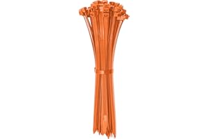 ERKO Bridas para cables Naranja 200mm x 3,6mm 100 unidades UV, Resistentes a la intemperie, Alta visibilidad, Proyectos de bricolaje, Gestión de cables, uso en interiores y exteriores