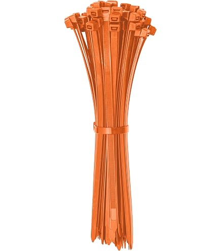 100 Stück Kabelbinder Orange – 200 Mm X 4,8 Mm, Nylon, Für PC, Garten & DIY