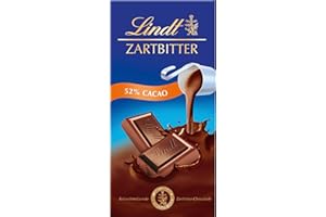 ‎LINDT Lindt Schokolade | Zartbitter Tafel | 100g | feinschmelzende Zartbitter-Schokolade mit 52% Kakaoanteil | Schokoladen-Tafel