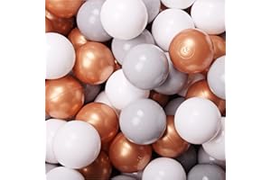 MEOWBABY 300 ∅ 7Cm Kinder Bälle Spielbälle Für Bällebad Baby Plastikbälle Kugeln Für Ball Pit Kugelbad Bällchenbad Spielzeug Made In EU Weiß/Grau/Gold