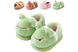 DRECAGE Zapatillas de Casa Niño Niña Invierno, Pantuflas de Peluche y Diseño de Animales Calientes Suave y Antideslizantes