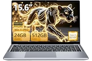 DIAKUOE 15,6 Pulgadas Ordenador Portátil Core I5-8210Y CPU,PC Portatil 24GB RAM 512GB SSD, IPS 1200P Pantalla, Win 11 Ordenador Portatil Type-C/TF/Mini-HDMI/USB3.0/Webcam/WIFI5/BT5