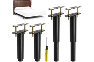 Dreamark Lot de 4 Pieds pour Sommier à Lattes Métal Pied de Lit à Visser,Hauteur réglable de 0-20 mm,Pied pour Sommier Liaison Pied de Support de Lit Pieds de Meubles sans Perçage (18-34cm)