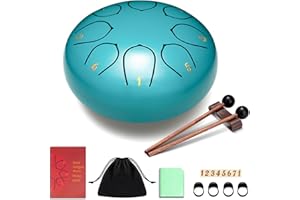 CAHAYA Tambor De Lengüeta De Acero De 6 Pulgadas Con 8 Notas, Libro De Música, Mazas De Tambor, Dedales Y Bolsa De Transporte Turquesa, CY00372-1