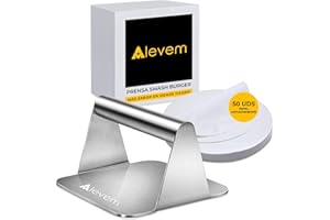 Alevem Smash Burger Smasher de Acero Inoxidable 304 | Aplastador de Hamburguesas Incluye Papel Hamburguesa Antiadherente 50 Pcs | Prensa Hamburguesas Smash y se Cocinarán en 3 Minutos