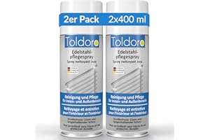 ‎TOLDORO Toldoro 2x Edelstahl Pflegespray 400ml / Edelstahlreiniger für Küche oder Grill/Edelstahlpflege Spray als Edelstahl Reinigungsmittel oder Metallreiniger als Sprühflasche