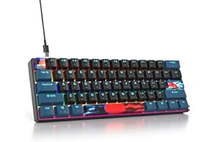 SbocKeeb 60% klawiatura gamingowa na PC, mini klawiatura gamingowa 60 procent mechaniczna, przewodowa klawiatura gamingowa 60% USB American QWERTY Ultra-kompaktowa 61 klawiszy dla graczy Win/Mac